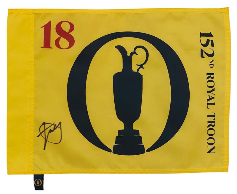Xander Schauffele signed Open Championship 2024 Royal Troon pin flag.
