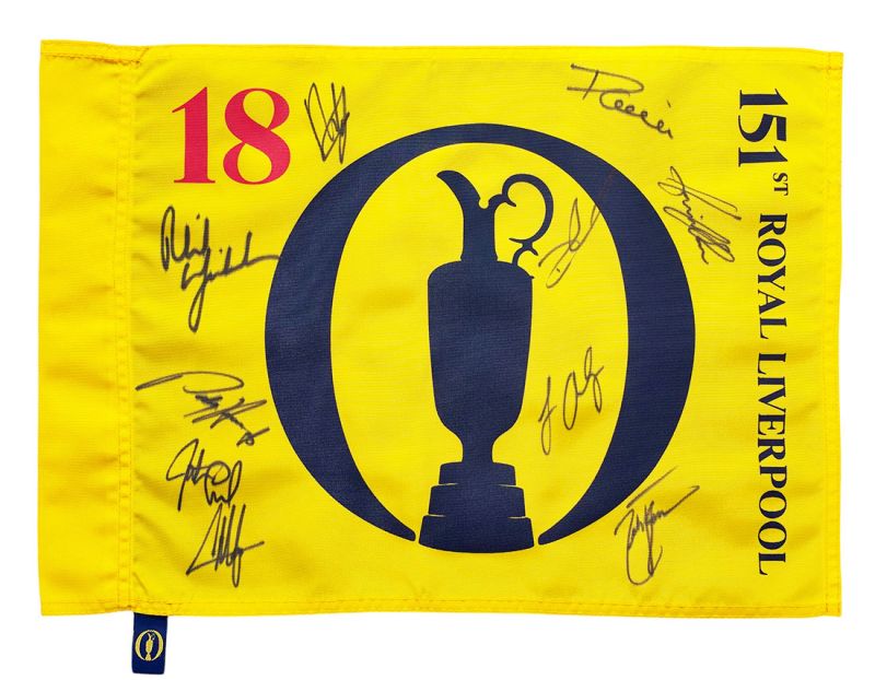 Open Championship 2024 Royal Troon multi signed pin flag.