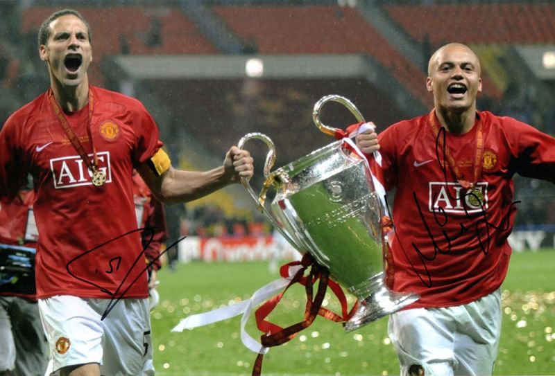 Rio Ferdinand & Wes Brown, Manchester United, signed 12x8 inch photo.
