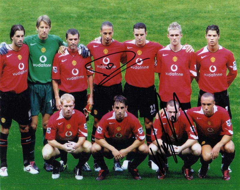 Rio Ferdinand & Wayne Rooney, Manchester United, signed 10x8 inch photo.