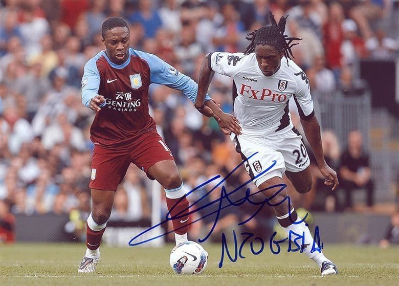 Charles N'Zogbia, Aston Villa, signed 11x8 inch photo.