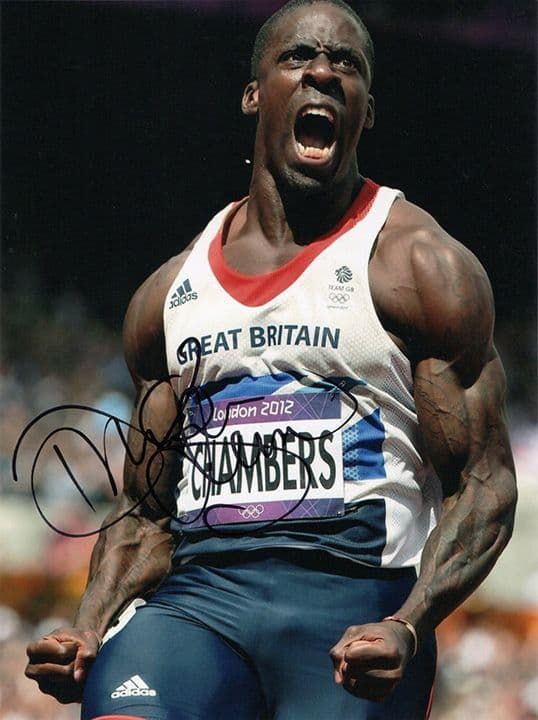 Dwain Chambers, 100m sprinter, signed 8x6 inch photo.