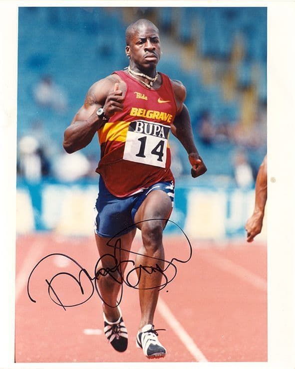 Dwain Chambers, signed 10x8 inch press photo.