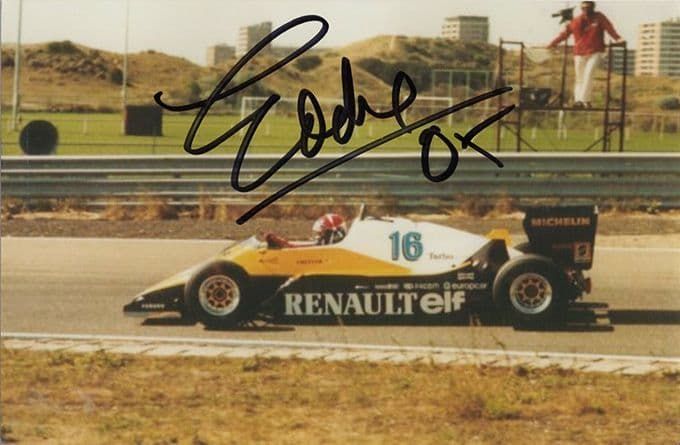 Eddie Cheever, Renault F1, signed 6x4 inch photo.