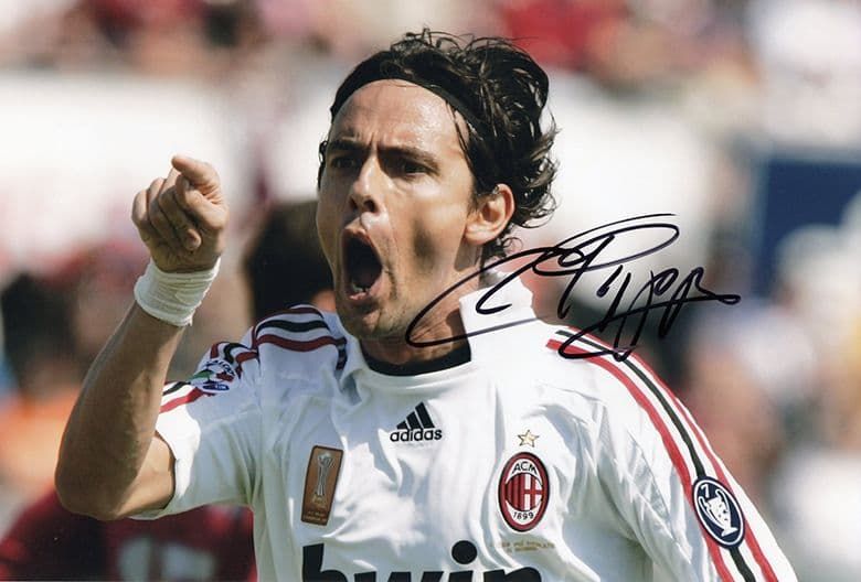 Filippo Inzaghi, AC Milan & Italy, signed 12x8 inch photo.