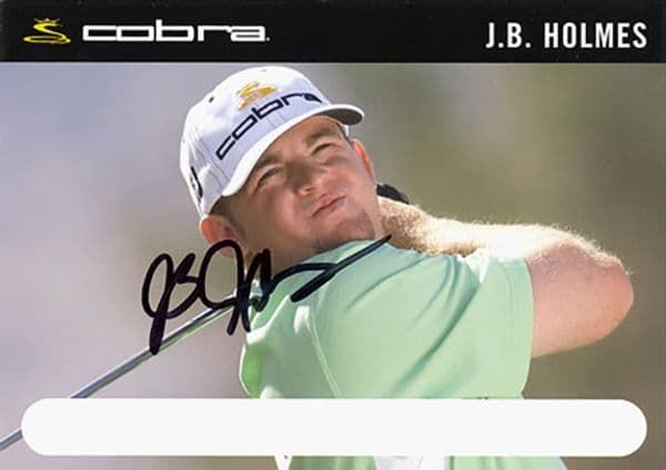 JB Holmes, signed 6x4 inch promo card.