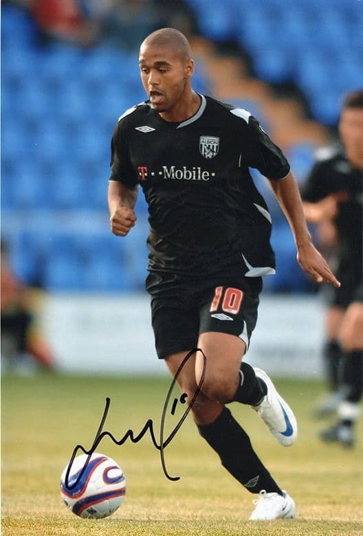 Luke Moore, West Brom, signed 12x8 inch photo.