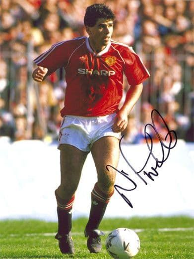 Neil Webb, Manchester Utd, signed 8x6 inch photo.(2)