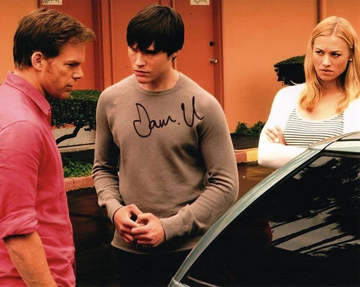 Sam Underwood, Dexter, signed 12x8 inch photo.