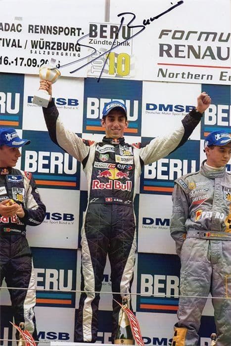 Sebastien Buemi, Red Bull Racing, signed 7.5x5.0 inch photo.