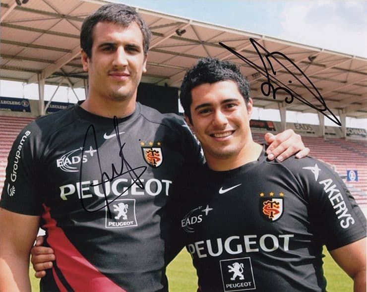 Yoann Maestri & Yann David, Stade Toulouse, signed 10x8 inch photo.