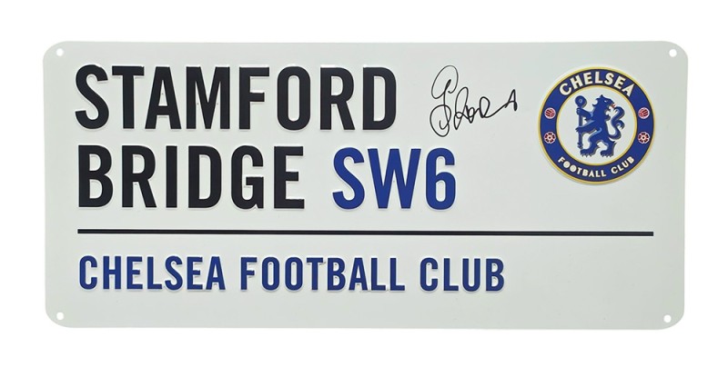 Gianfranco Zola signed Stamford Bridge metal 