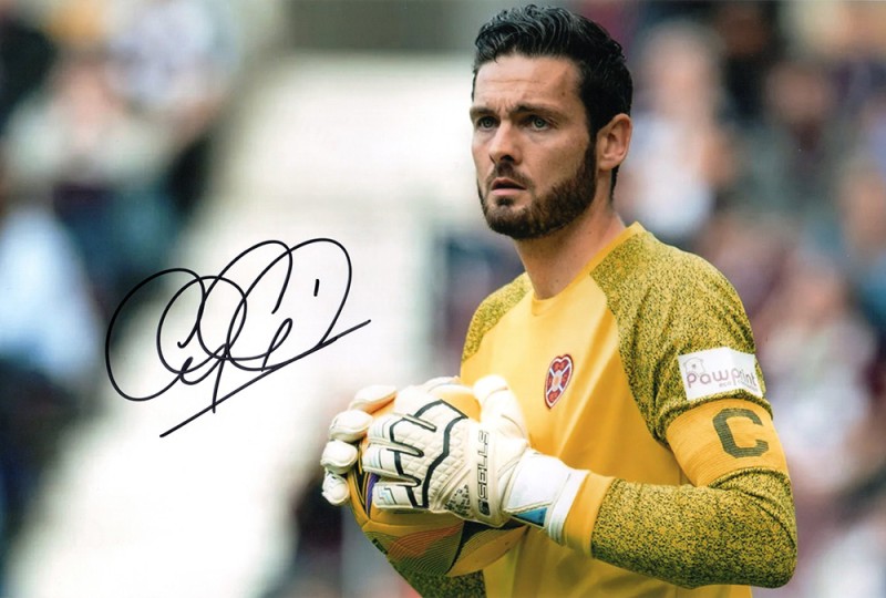 Craig Gordon, Hearts, signed 12x8 inch photo.