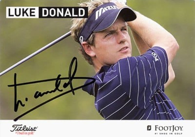 Luke Donald, signed 6x4 inch promo card.
