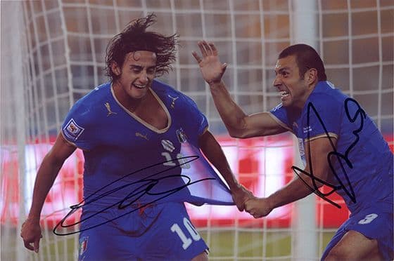 Alberto Aquilani & Andrea Dossena, Italy, signed 12x8 inch photo.