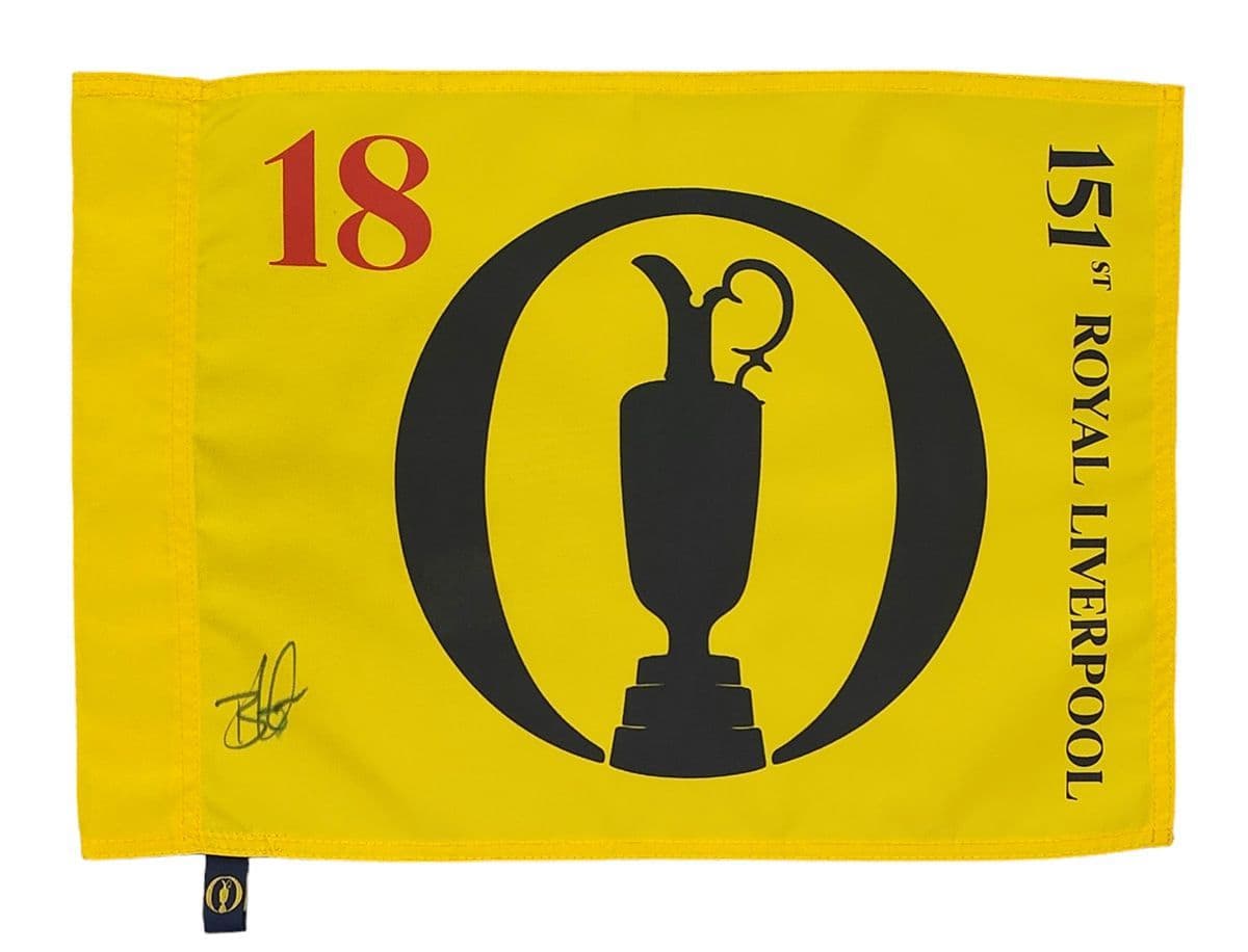 Brian Harman signed Open Championship 2023 Royal Liverpool pin flag.