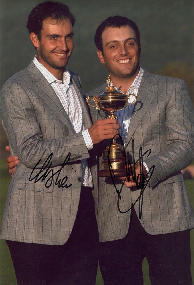 Edoardo & Francesco Molinari, signed 12x8 inch photo.