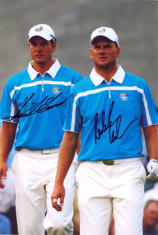 Henrik Stenson & Robert Karlsson, Ryder Cup, signed 12x8 inch photo.