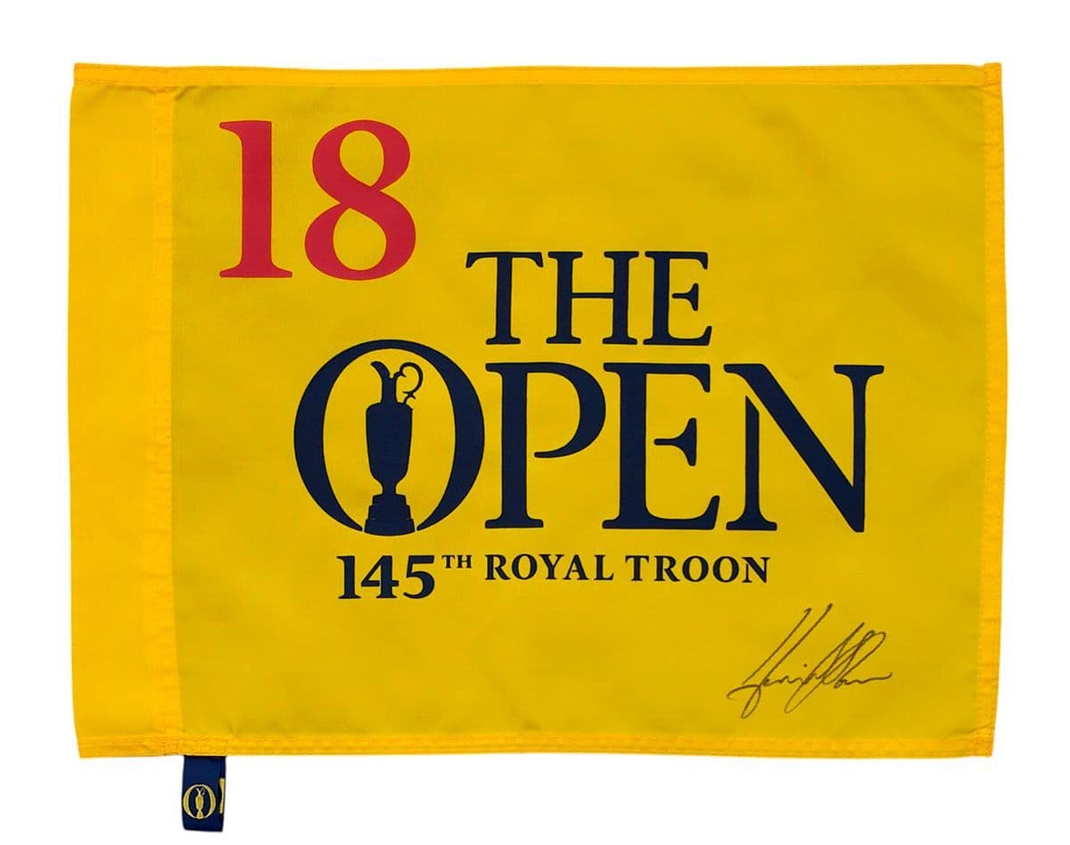 Henrik Stenson, signed Open Championship 2016 Royal Troon pin flag.