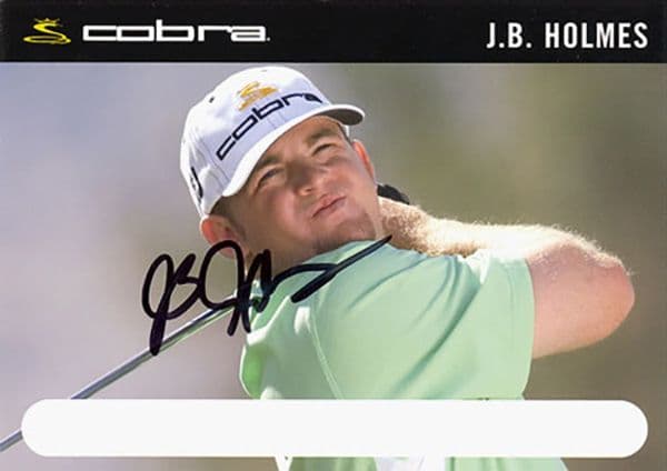 JB Holmes, signed 6x4 inch promo card.