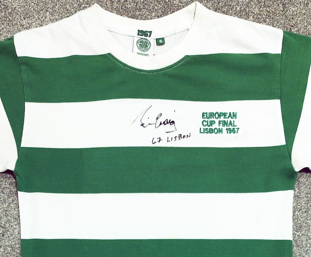 Jim Craig signed Glasgow Celtic Lisbon Lions retro shirt