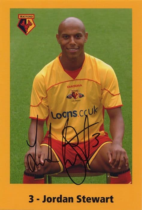 Jordan Stewart, Watford, signed 6x4 inch photo.