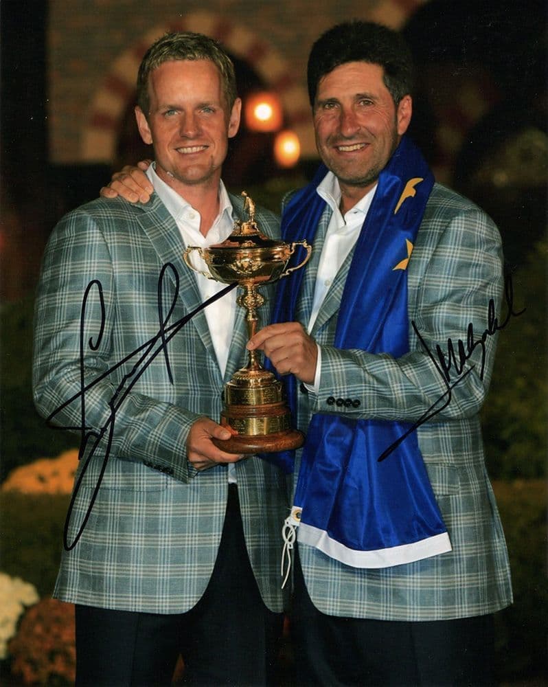Luke Donald & Jose Maria Olazabal, Ryder Cup 2012 Medinah, signed 10x8 inch photo.
