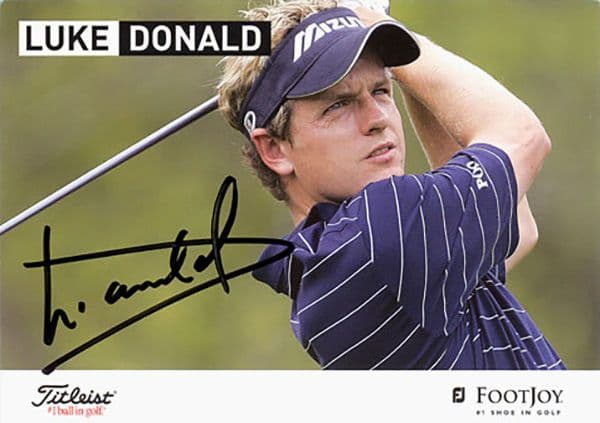 Luke Donald, signed 6x4 inch promo card.