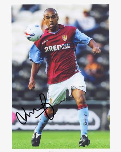 Luke Moore, Aston Villa, signed 10x8 inch photo.