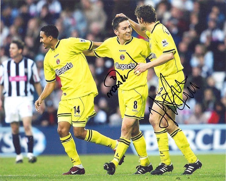 Matt Holland & Hermann Hreidarsson, Charlton Athletic, signed 10x8 inch photo.
