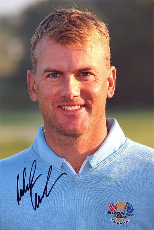 Robert Karlsson, Ryder Cup 2008 Valhalla, signed 12x8 inch photo.