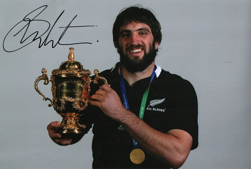 Samuel Whitelock, New Zealand All Blacks, signed 12x8 inch photo.