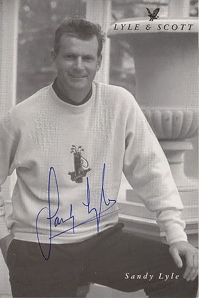 Sandy Lyle, Scottish golfer, signed 6x4 inch promo card.
