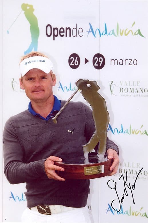 Soren Kjeldsen, Danish golfer, signed 12x8 inch photo. (2)