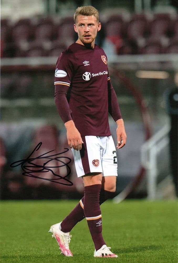 Stephen Kingsley, Hearts, signed 12x8 inch photo.