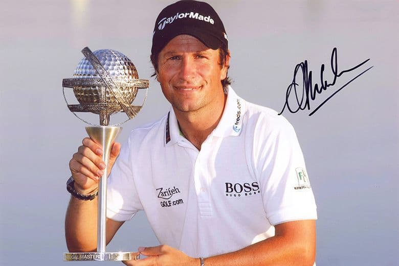 Steve Webster, English golfer, signed 12x8 inch photo.