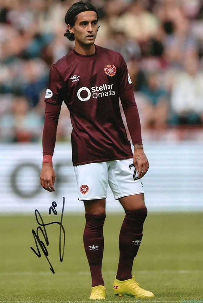 Yan Dhanda, Hearts, signed 12x8 inch photo.